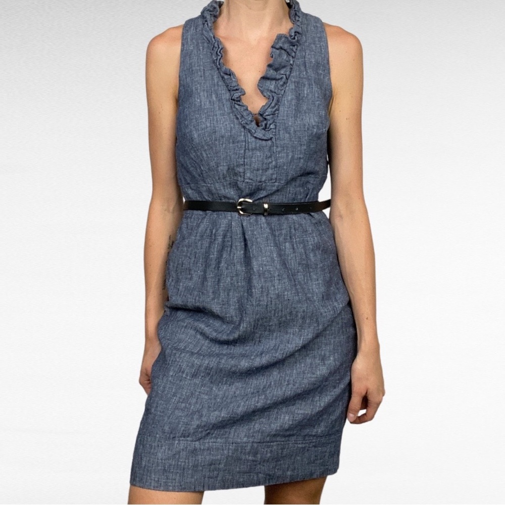 New Directions Blue Ruffle Mini Dress